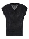 Fabiana Filippi Sequin-embellished Crochet-knit Vest In Black