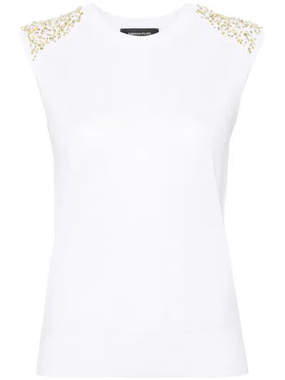 Fabiana Filippi Sequin-embellished Fine-knit Top In White