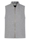 Fabiana Filippi Quilted Vest With Sequin Embellishments And Stand Collar In Gray