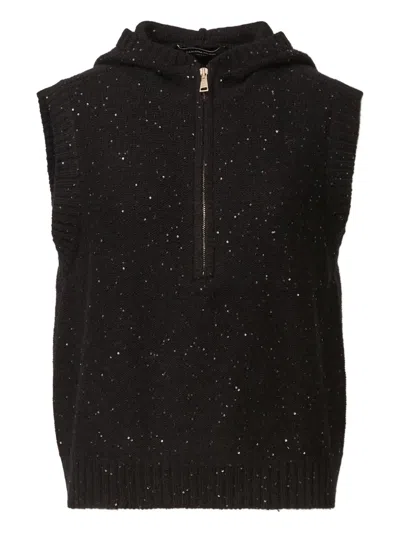 Fabiana Filippi Platinum Vest With Sequins In Black