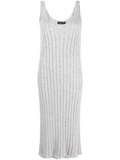 Fabiana Filippi Sequin-embellished Knitted Midi Dress In Grey