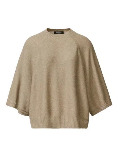 Fabiana Filippi Sequin-embellished Raglan-sleeve Jumper In Nude