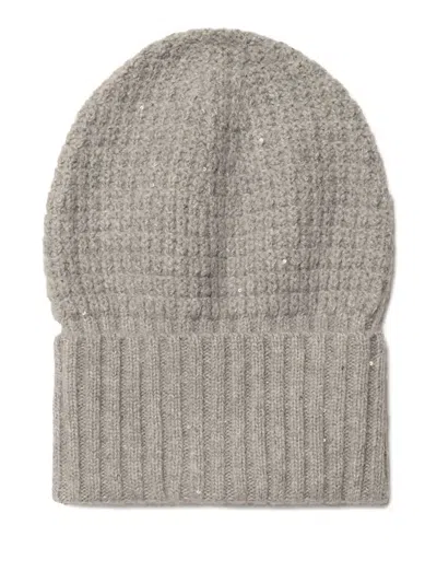 Fabiana Filippi Sequin-embellished Ribbed Beanie In Brown