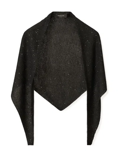 Fabiana Filippi Wool And Silk Foulard With Sequins In Gray
