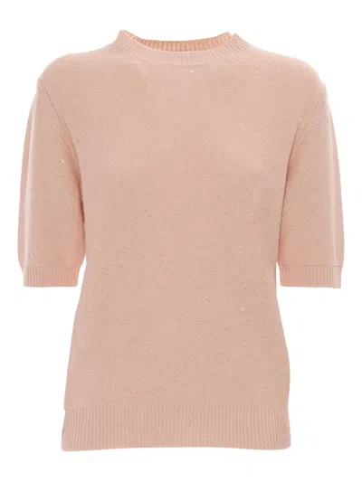 Fabiana Filippi Sequin-embellished Short-sleeve T-shirt In Brown