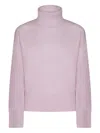 Fabiana Filippi Ribbed Turtleneck Knit Sweater Featuring Cuffs In Pink