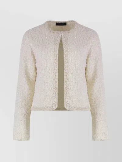 Fabiana Filippi Sequin Embellished Tweed Cropped Jacket In White