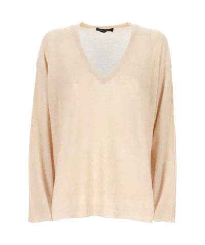 Fabiana Filippi Sequin Embellished V-neck Jumper In Pink