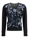 Fabiana Filippi Sequin-embellished V-neck Sweater In Black