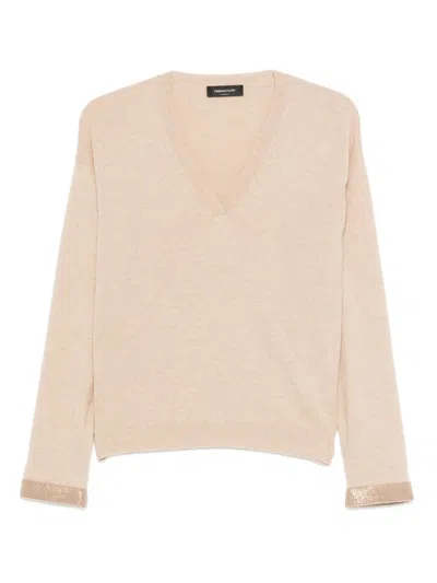 Fabiana Filippi Sequin-embellished V-neck Sweater In Pink