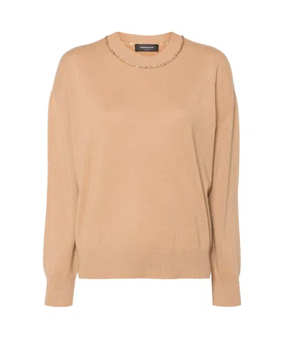 Fabiana Filippi Sequin Embellished Virgin Wool Blend Jumper In Nude