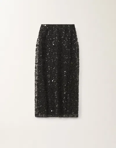 Fabiana Filippi Sequin Embroidered Organza Pencil Skirt In Black