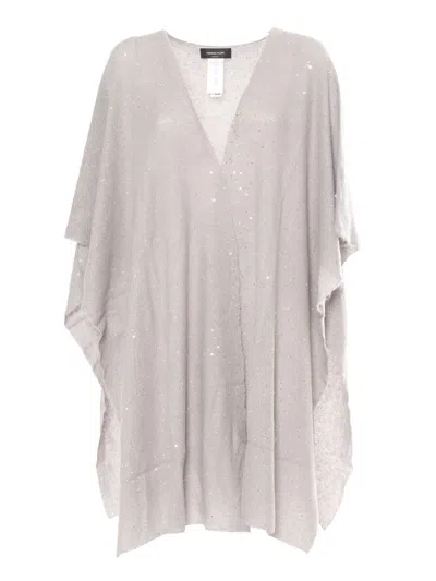 Fabiana Filippi Sequin Soft Mohair Open Cape In Grey