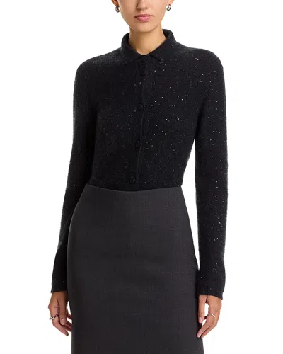 Fabiana Filippi Sequin Knit Button Front Shirt In Gray