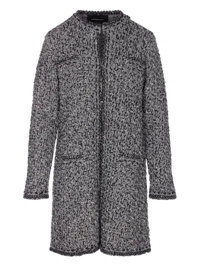 Fabiana Filippi Oversized Sequin Tweed Coat In Gray