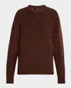 Fabiana Filippi Wool Blend Sequin Intarsia Knit Sweater In Brown