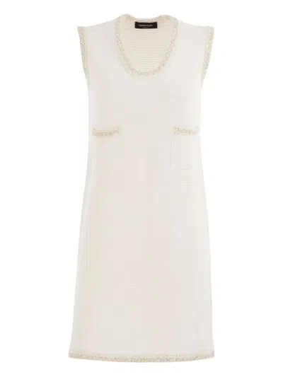 Fabiana Filippi Knitted Mini Dress With Sequin Edging In Neutral