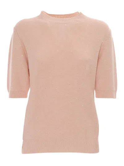FABIANA FILIPPI SEQUIN SHORT SLEEVE CREW NECK SWEATER