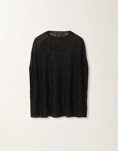 Fabiana Filippi Embroidered Sequin Sweater In Black