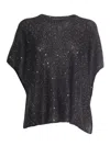 Fabiana Filippi Sequin Soft Mohair Crew Neck Cape In Black