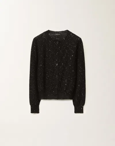 Fabiana Filippi Sequin Soft Mohair Mini Cardigan In Black