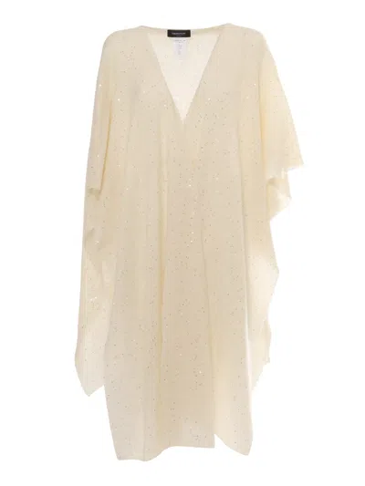 Fabiana Filippi Sequin Soft Mohair Open Cape In Neutral