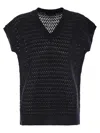 Fabiana Filippi Cotton And Linen Vest With Sequins In Black