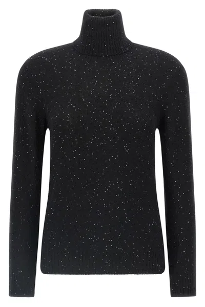 Fabiana Filippi Sequin Turtleneck Sweater Sweaters And Cardigans Black In Blue