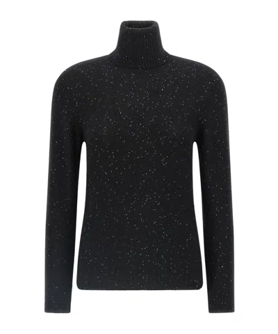 Fabiana Filippi Sequin Turtleneck Sweater Sweaters And Cardigans Black In Blue