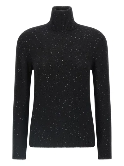 Fabiana Filippi Sequin Turtleneck Sweater Sweaters And Cardigans Black In Blue