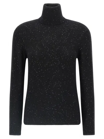 Fabiana Filippi Sequin Turtleneck Sweater Sweaters And Cardigans Black In Blue