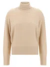 Fabiana Filippi Sequin Turtleneck Sweater Sweaters And Cardigans Beige In Nude