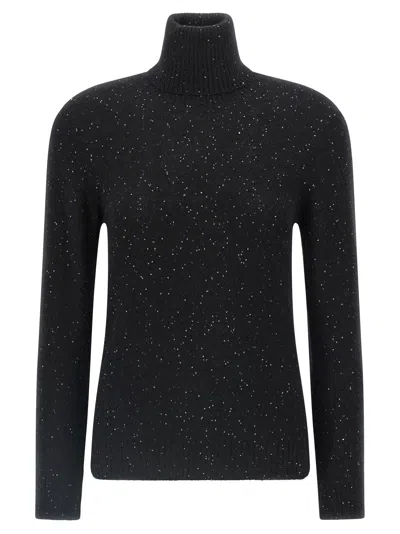 Fabiana Filippi Sequin Turtleneck Sweater Sweaters And Cardigans Black In Blue