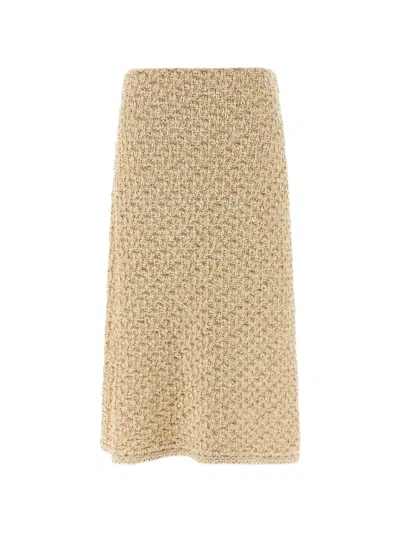 Fabiana Filippi Denim Look Tweed Skirt High Waist In Brown
