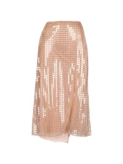 Fabiana Filippi Sequined Asymmetric Skirt In Brown