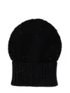 Fabiana Filippi Knitted Hat With Ribbed Cuff And Sequins In Black