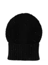 Fabiana Filippi Textured Beanie With Subtle Sequins And Ribbed Cuff In Black