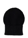 Fabiana Filippi Textured Beanie With Subtle Sequins And Ribbed Cuff In Black
