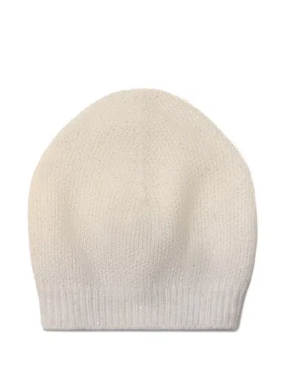 Fabiana Filippi Mohair Cap With Gradient Micro Sequins In Gray