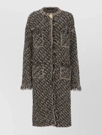 Fabiana Filippi Sequined Mid-length Women's Coat And Pockets In Brown