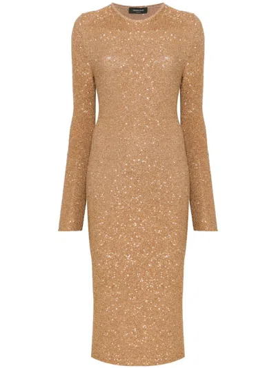 Fabiana Filippi Sequined Midi Dress In Brown