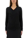 Fabiana Filippi V-neck Embellished Sweater In Black