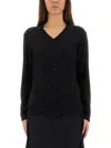 Fabiana Filippi V-neck Embellished Sweater In Black