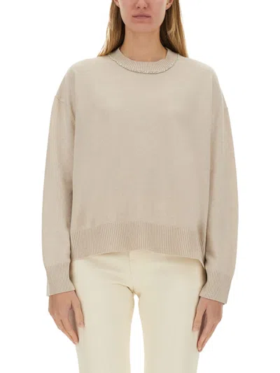 Fabiana Filippi Icy Sequined Crewneck Sweater In Ivory