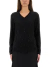 Fabiana Filippi V-neck Embellished Sweater In Black
