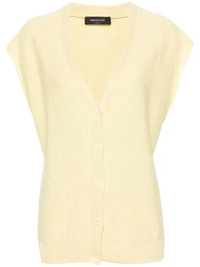 Fabiana Filippi Sequined V-neck Vest In 770 Yellow