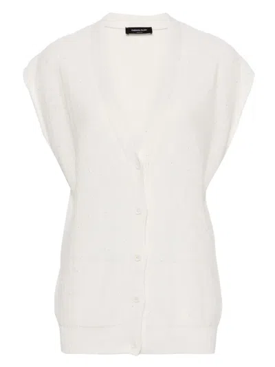 Fabiana Filippi Sequined V-neck Vest In White