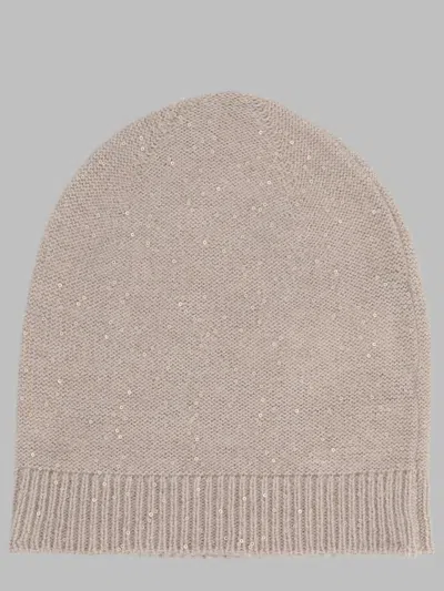 Fabiana Filippi Sequined Wool Blend Beanie In Beige