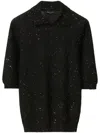 Fabiana Filippi Sequined Wool Polo Shirt In Black