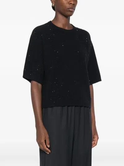 Fabiana Filippi Sequin-embellished Bouclé-knit Sweater In Black